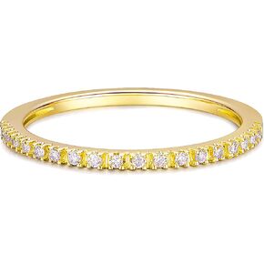 1.5mm Moissanite Wedding Bands, Moissanite Band Rings, Yellow Gold Eternity Bands for Women