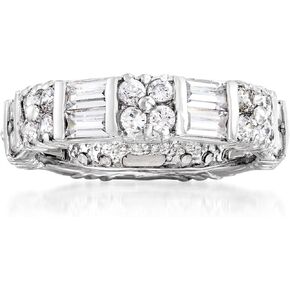 Ross-Simons 2.80 ct. t.w. Baguette and Round CZ Eternity Band in Sterling Silver