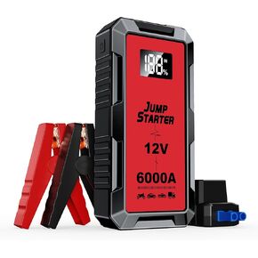 Car Battery Jump Starter with 4000A Peak Smart Clip LCD Display and 3 Modes Flashlight for Up to All Gas and 10.0L Diesel Engine 12V Auto Battery Booster Jumper Cables Portable Lithium Jump Box