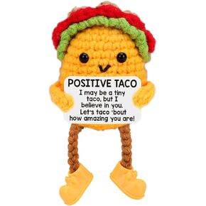 Mini Crochet Long Legged Positive Taco, Emotional Inspirational Support Mother’s Day Birthday Gifts for Women Mom Daughter Son Sister Friend Coworkers Men Funny Christmas Easter Gifts Desk Decor