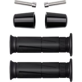 Black Hand Grips & Bar Ends(2 PCS) Compatible with Kawasaki Ninja 250 400 ZX6 ZX6R ZX7 ZX9 ZX10 ZX10R ZX14 (Left Grips)