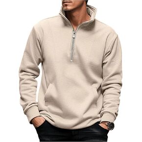 Men's Half Zip Sweatshirts Collared Long Sleeve Casual Pullovers Basic Fall Tops
