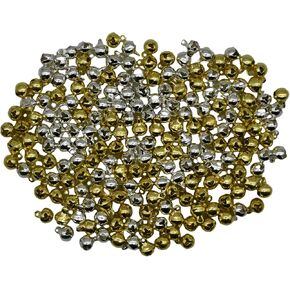 Maydahui 200 PCS Mini Christmas Jingle Bells Small Ornaments 0.23 Inches 6 mm Alloy Gold Silver Color Bead DIY for Sewing Wedding Jewelry Findings Crafts Decorations