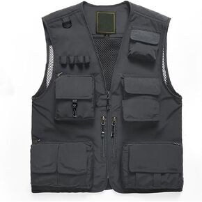 Mens Utility Casual Fishing Vests Outdoor Vest Multi Pockets Cargo Vest Travel Hunting Camping Tactical Outerwear