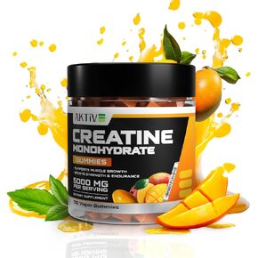 Creatine Monohydrate Gummies, 5000mg of Creatine Per Serving with Alpha-GPC & Taurine, Mango Flavor, Enhance Brain Function, Muscle Growth Support, Pre Workout Gummies for Men and Women - 120pcs