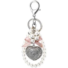 Chic Heart Pearl Keychains - Korean Style Gold & Silver-Plated Metal Heart Keychain Accessories for Ideal Gift