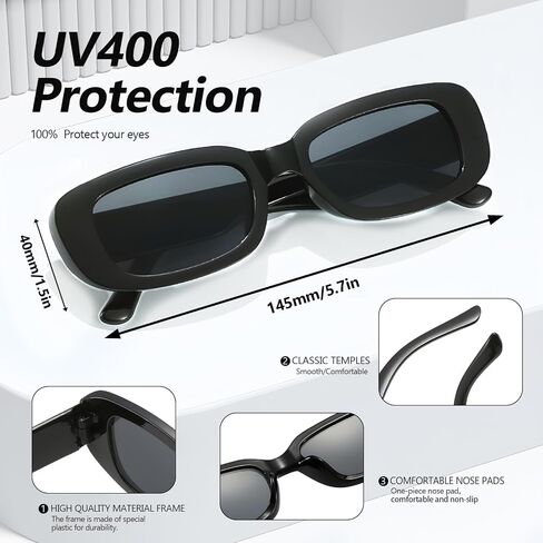 Trendy Rectangle Sunglasses - 90s Retro Narrow Square Frame, UV400 Protection, Vintage Fashion Small Shades in Saudi Arabia