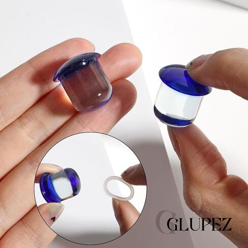 2PCS 4G-5/8 Glass Ear Gauges Single Flare Mushroom O-rings Ear Stretcher Plugs Tunnels Lobe Helix Frosted Glossy Ear Expander Body Piercing Jewelry for Women Man 5mm 6mm 8mm 10mm 12mm 14mm in Kuwait