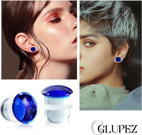 2PCS 4G-5/8 Glass Ear Gauges Single Flare Mushroom O-rings Ear Stretcher Plugs Tunnels Lobe Helix Frosted Glossy Ear Expander Body Piercing Jewelry for Women Man 5mm 6mm 8mm 10mm 12mm 14mm in Kuwait