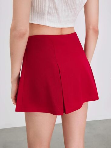 CIDER Mini Skort Pleated Skirt High Waist Skirts for Women Short Zipper Skort Solid Skater Skirt Lined in Saudi Arabia