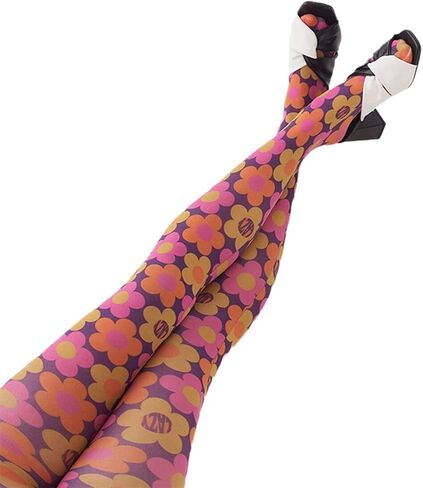 Aonoapll Women Y2k Printed Tights Mesh Pantyhose Stockings Vintage Floral High Waist Skinny Leggings Streetwear in Kuwait