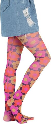 Aonoapll Women Y2k Printed Tights Mesh Pantyhose Stockings Vintage Floral High Waist Skinny Leggings Streetwear in Kuwait