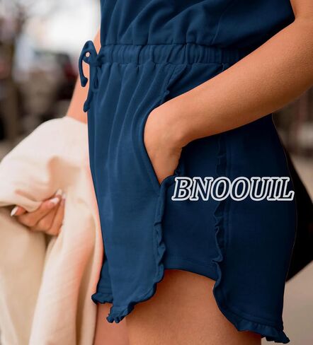 Summer Short Rompers for Women Dressy Casual Loose Overalls Sleeveless Jumpsuits One Piece Outfits with Pockets in Kuwait
