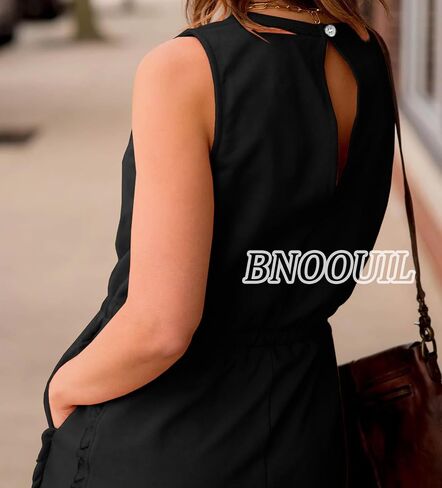 Summer Short Rompers for Women Dressy Casual Loose Overalls Sleeveless Jumpsuits One Piece Outfits with Pockets in Kuwait