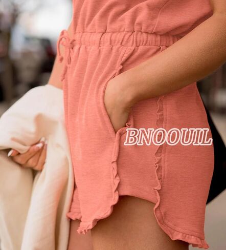 Summer Short Rompers for Women Dressy Casual Loose Overalls Sleeveless Jumpsuits One Piece Outfits with Pockets in Kuwait