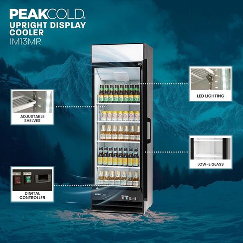 PEAKCOLD Large Capacity Upright Commercial Glass Door Display Cooler & Refrigerator, 23 Cubic Ft in Kuwait