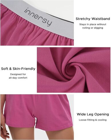 INNERSY Boxer Shorts for Women Cotton Sleep Shorts Soft Lounge Pajama Bottom 2-Pack in Saudi Arabia