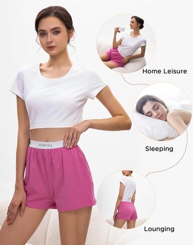 INNERSY Boxer Shorts for Women Cotton Sleep Shorts Soft Lounge Pajama Bottom 2-Pack in Saudi Arabia