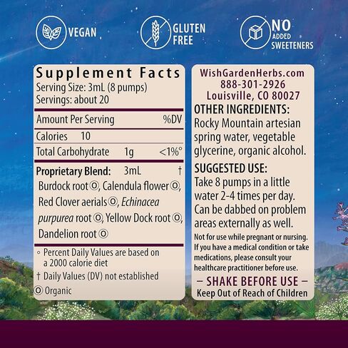 WishGarden Herbs Clear Complexion Blemish Control - Plant-Based Acne Supplement with Calendula, Burdock & Dandelion Supports Healthy Kidney, Liver & Lymphatic Function, Healthy Skin Supplement, 4oz in Saudi Arabia