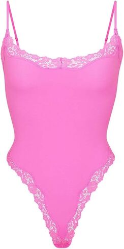 Womens Lace Bodysuit Sexy Adjustable Spaghetti Strap Cami Top Slimming Cute Dance Party Lounge Shapewear Romper in Saudi Arabia