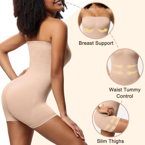 Strapless Shapewear Bodysuit Tummy Control Butt Lifter Seamless Shaper Sculpt Shortie with Adjustable Straps in Saudi Arabia