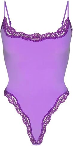 Womens Lace Bodysuit Sexy Adjustable Spaghetti Strap Cami Top Slimming Cute Dance Party Lounge Shapewear Romper in Saudi Arabia