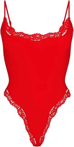 Womens Lace Bodysuit Sexy Adjustable Spaghetti Strap Cami Top Slimming Cute Dance Party Lounge Shapewear Romper in Saudi Arabia