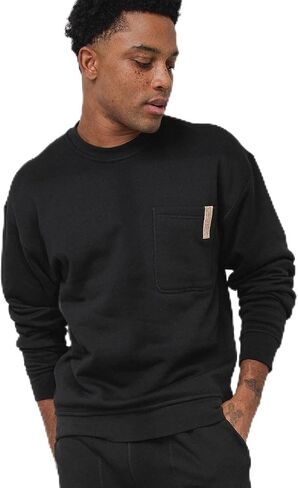 Lunya Men’s Silksweats Reversible Sherpa and Cotton Sweatshirt - Warm Sweater for Men - Immersed Black - Size S-XXL in Kuwait