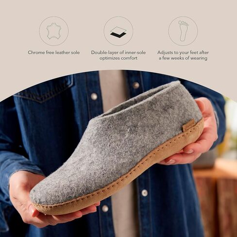 Glerups Wool Shoe Leather Outsole Grey EU 39 (US Women's 8.5-9) Medium in Kuwait