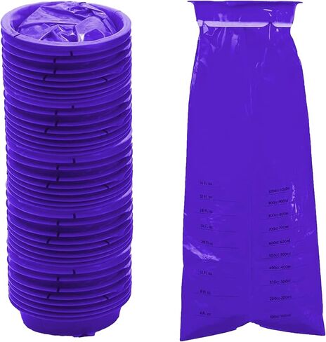 30 Pack Vomit Bags Disposable,Portable Emesis Bags 1000ml Leak Resistant Barf Bags for Travel, Nausea and Car (Purple) in Saudi Arabia