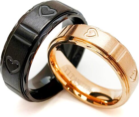 ringheart Matching Rings His and Her Rings Couple Rings Titanium Steel Wedding Band Heart Wedding Ring in Kuwait