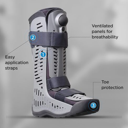 Ossur Rebound Air Walker Boot Low Top (Large) with Compression Adjustable Comfortable Straps and Air Pump Rocker Bottom Ventilated Panels for Ankle Sprains Fractures Tendon Ligament Post-Op Rehab in Saudi Arabia
