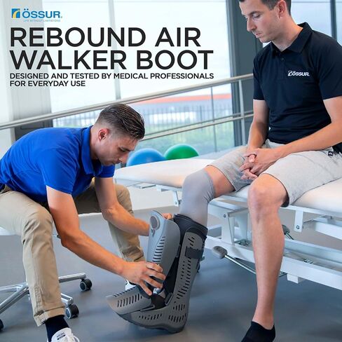 Ossur Rebound Air Walker Boot Low Top (Large) with Compression Adjustable Comfortable Straps and Air Pump Rocker Bottom Ventilated Panels for Ankle Sprains Fractures Tendon Ligament Post-Op Rehab in Saudi Arabia