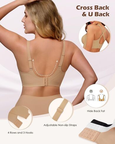 As Fairy Womens Soft Comfortable No Underwire Bras V Neck Seamless Push Up Bralettes Full Coverage Tshirt Brassiere in Kuwait