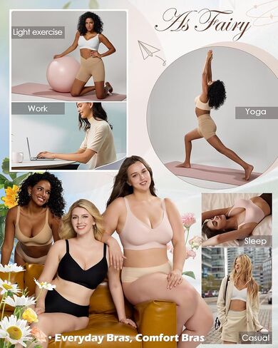 As Fairy Womens Soft Comfortable No Underwire Bras V Neck Seamless Push Up Bralettes Full Coverage Tshirt Brassiere in Kuwait