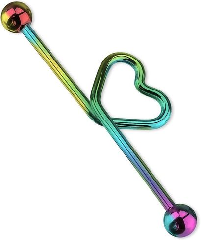 Pierced Owl 14GA Titanium Plated 316L Stainless Steel Curved Heart Industrial Barbell (Black) in Saudi Arabia