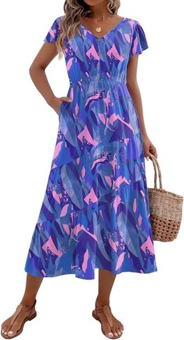 Zeagoo Women's Summer Dress Dress Flutter Short Short in Saudi Arabia