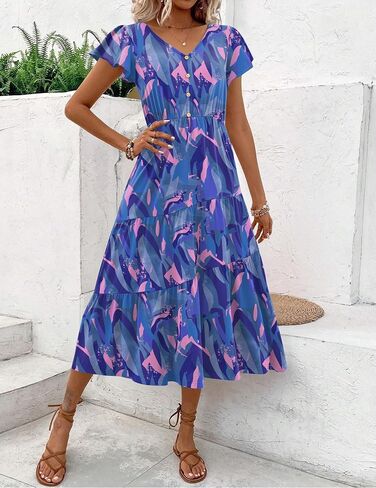 Zeagoo Women's Summer Dress Dress Flutter Short Short in Saudi Arabia