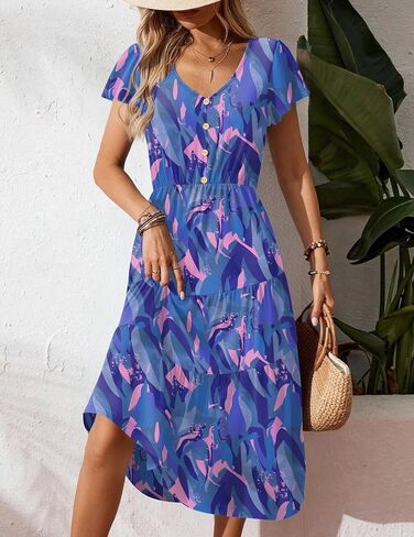 Zeagoo Women's Summer Dress Dress Flutter Short Short in Saudi Arabia