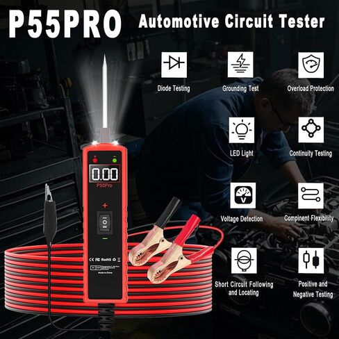 اختبار مسبار دائرة الطاقة 6V-30V DC Test Light Car Fuse Fuse Tester STALL MISTRAL MISTORITION Auto Electrical Tester Kit Component Component Proponity مع حماية الحمل الزائد ، P55 Pro Test Probe. in Kuwait