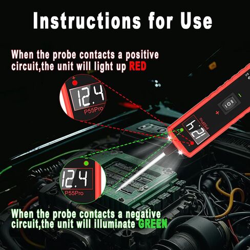 اختبار مسبار دائرة الطاقة 6V-30V DC Test Light Car Fuse Fuse Tester STALL MISTRAL MISTORITION Auto Electrical Tester Kit Component Component Proponity مع حماية الحمل الزائد ، P55 Pro Test Probe. in Kuwait