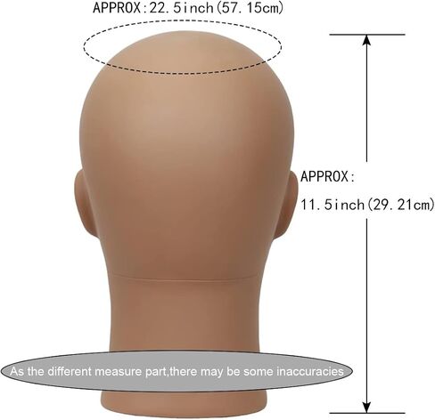 HAIRWAY Male Bald Mannequin Head Professional Cosmetology Face Makeup Doll Head for Wig Making Display Hats Eyeglasses Wig Head with T Pins (Dark Brown 22.5 Inch) in Saudi Arabia