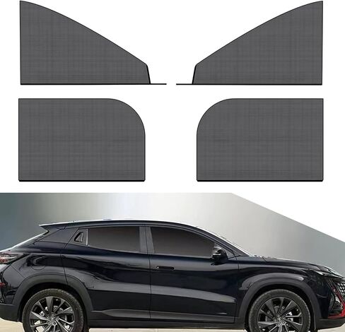 4 أجهزة كمبيوتر صغيرة من النافذة النافذة المزيفة على شبكة Sunshade ، تصميمات زجاجية خلفية أمامية تصميم مزدوج طبقة مرنة عالية الكثافة ، ملحق تعديل ، مناسب لمعظم سيارات الدفع الرباعي (أسود) in Kuwait