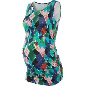Maternity Side Ruched Cami - Stretchy Pregnancy Tank Top, Breathable Cotton Tummy Control Vest for Women