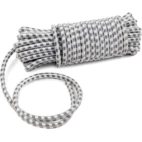 5/16" (8 mm) x 33' White/Grey Bungee Shock Cord Rope Marine Grade Heavy Duty Polyester Bungie Elastic Stretch String for Kayak Strap Tarp Tie Down Canopy Boating Camping Tent Crafting Patio