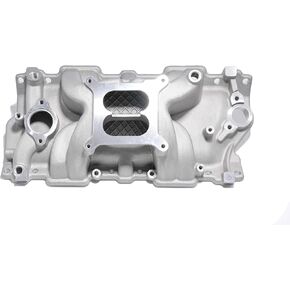 Aluminum 1956-1986 Dual Plane intake manifold for SBC Small Block Chevy 350 400 (Silver)
