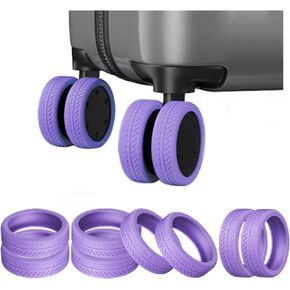 TUCANA Upgrade Silicone Luggage Wheel Covers for Suitcases or Office Chair Caster, Elastic, Mute and Shockproof (Purple)