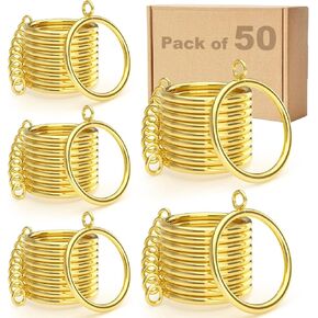 Black Curtain Rings 50Pack, 1.5 inch Inner Metal Drapery Rings with Eyelets, Diameter Drapery Rings Apply for Curtain Rods(Fits Up to 1 1/4-Inch Rod)