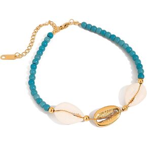 MUYAN Boho Shell Ankle Bracelet for Women Beach Beaded Adjustable Anklet Summer Jewelry