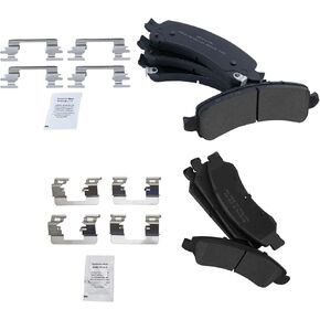 TRQ Brake Pads Semi-Metallic Front & Rear Compatible with 2009-2014 Chevrolet Express 1500 GMC Savana 1500